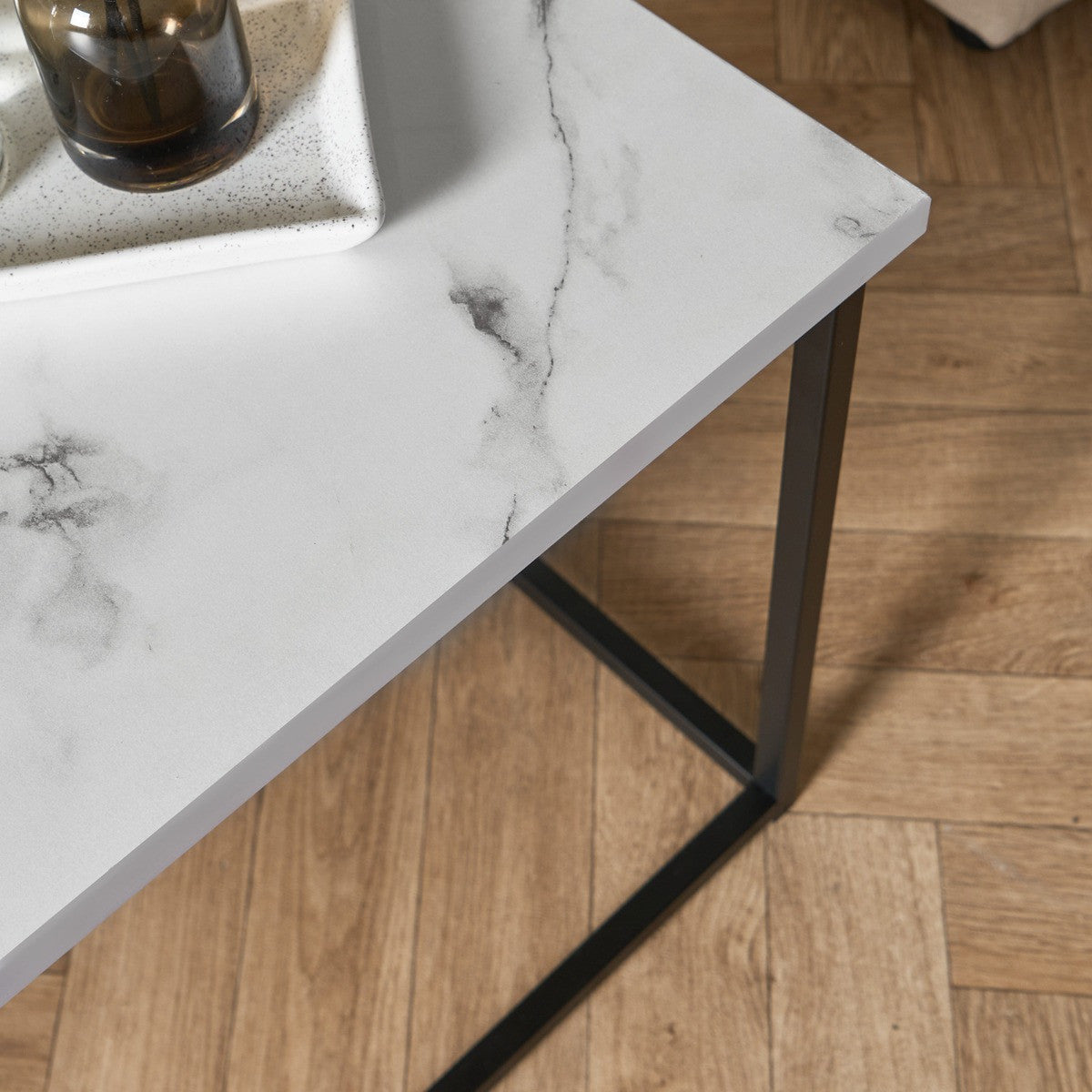Manhattan Marble Effect Rectangle Coffee Table - Black/White Coffee table
