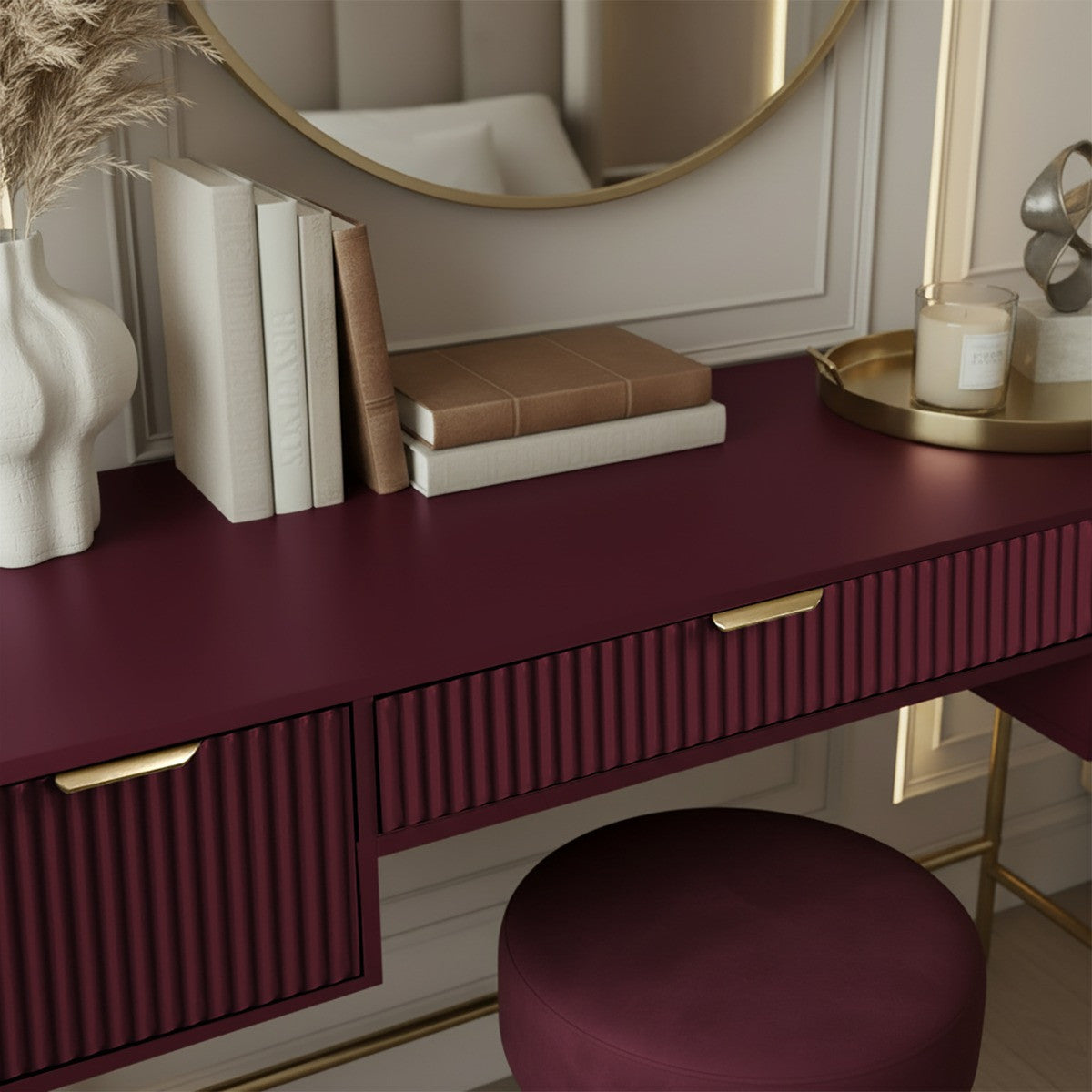 Luxury Ribbed Dressing Table - Dark Berry(PREORDER) - Truly Yours