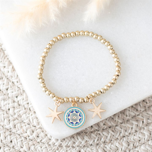 All Seeing Eye Beaded Charm Bracelet - Truly Yours