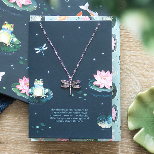Dragonfly Necklace on Greeting Card - Truly Yours