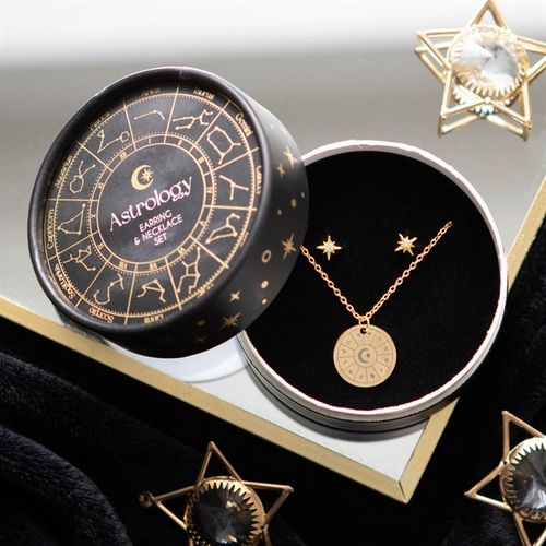 Astrology Wheel Earring and Necklace Set - Truly Yours