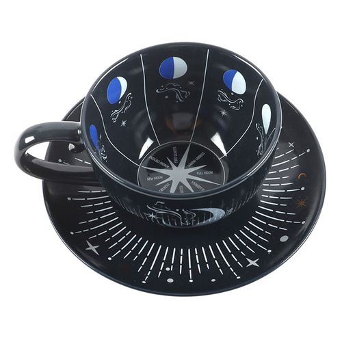 Blue Moon Phase Teacup and Saucer Cup