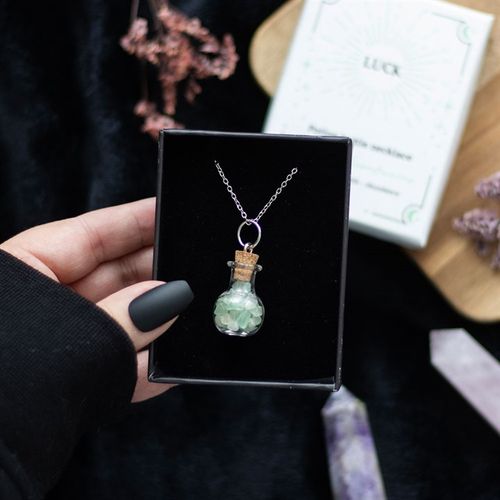 Luck Green Aventurine Crystal Chip Potion Bottle Necklace - Truly Yours