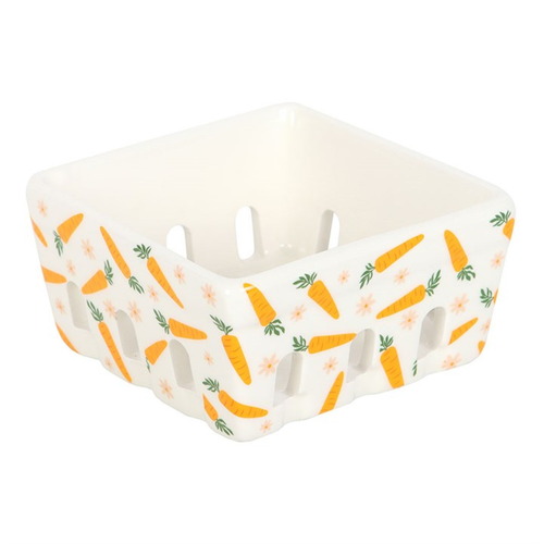 Carrot Patch Ceramic Berry Basket Bowl