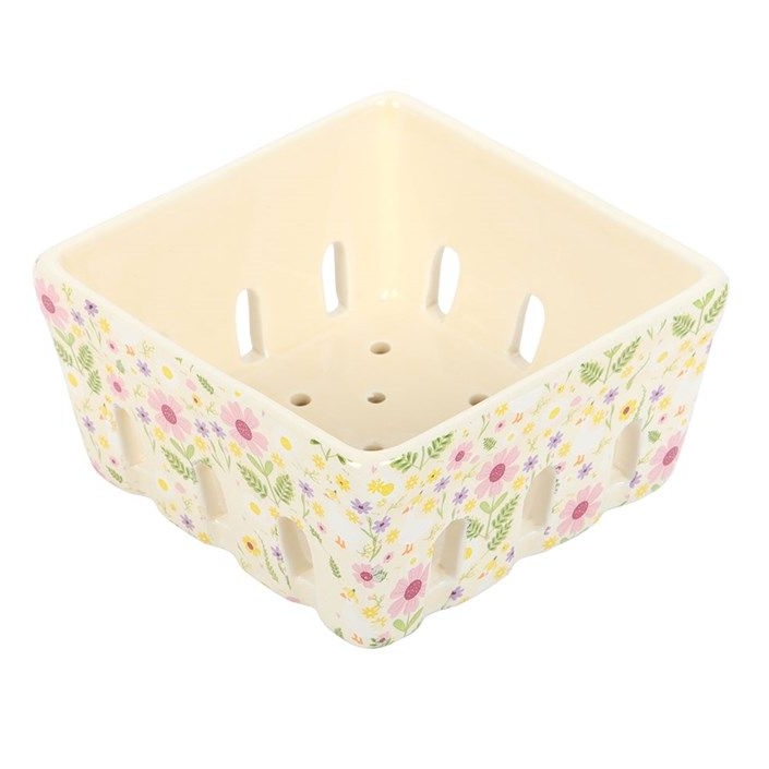 Daisy & Duck Print Ceramic Berry Basket Dish
