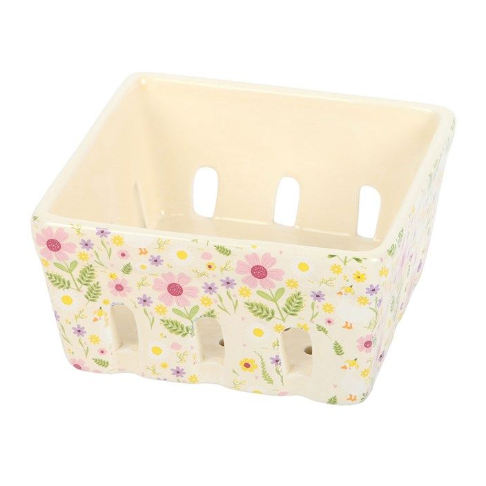 Daisy & Duck Print Ceramic Berry Basket Dish
