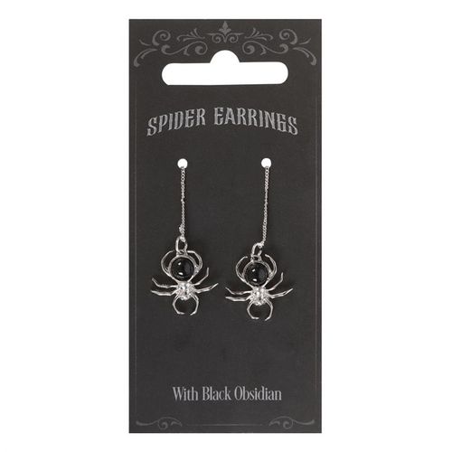 Black Obsidian Spider Threader Earrings - Truly Yours