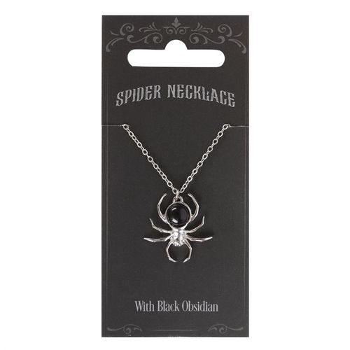 Black Obsidian Spider Pendant Necklace - Truly Yours