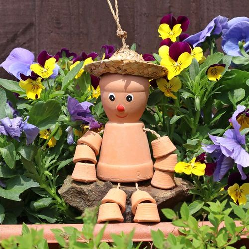 Small Terracotta Pot Man Garden decor