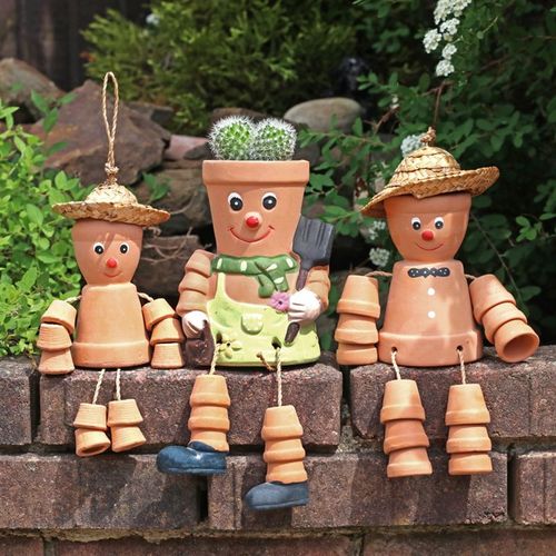 Small Terracotta Pot Man Garden decor