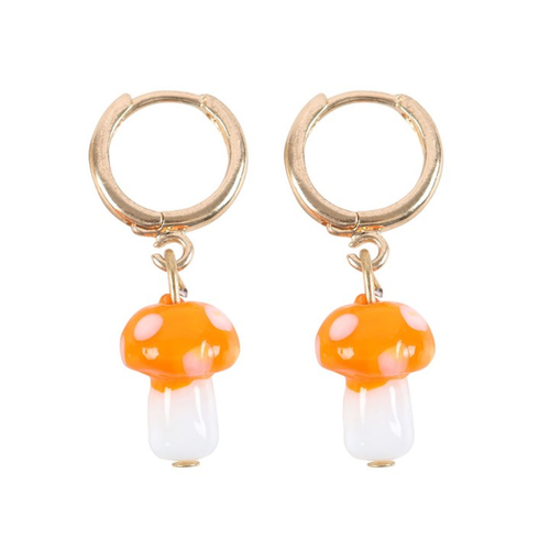 Orange Mushroom Dangle Earrings - Truly Yours