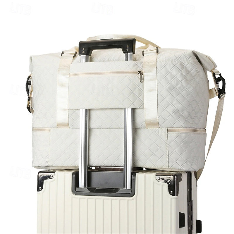 Quilted Multi-Compartment Travel & Gym Bag Set with Matching Pouch - Truly Yours
