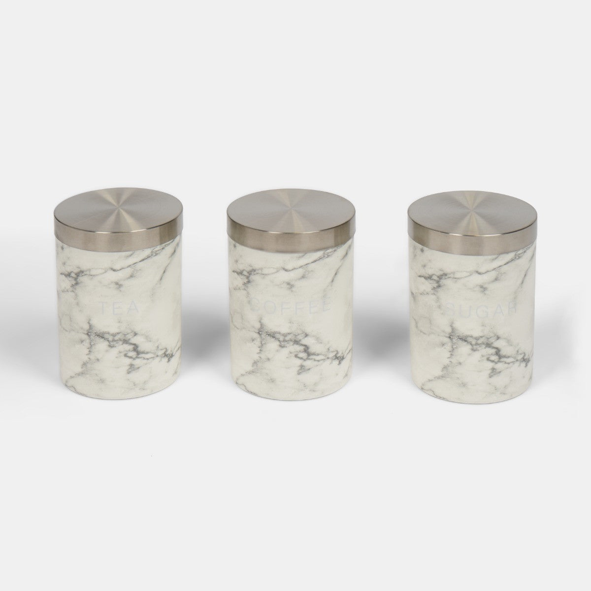Piece Tea Coffee Sugar Canisters - White Marble Canisters
