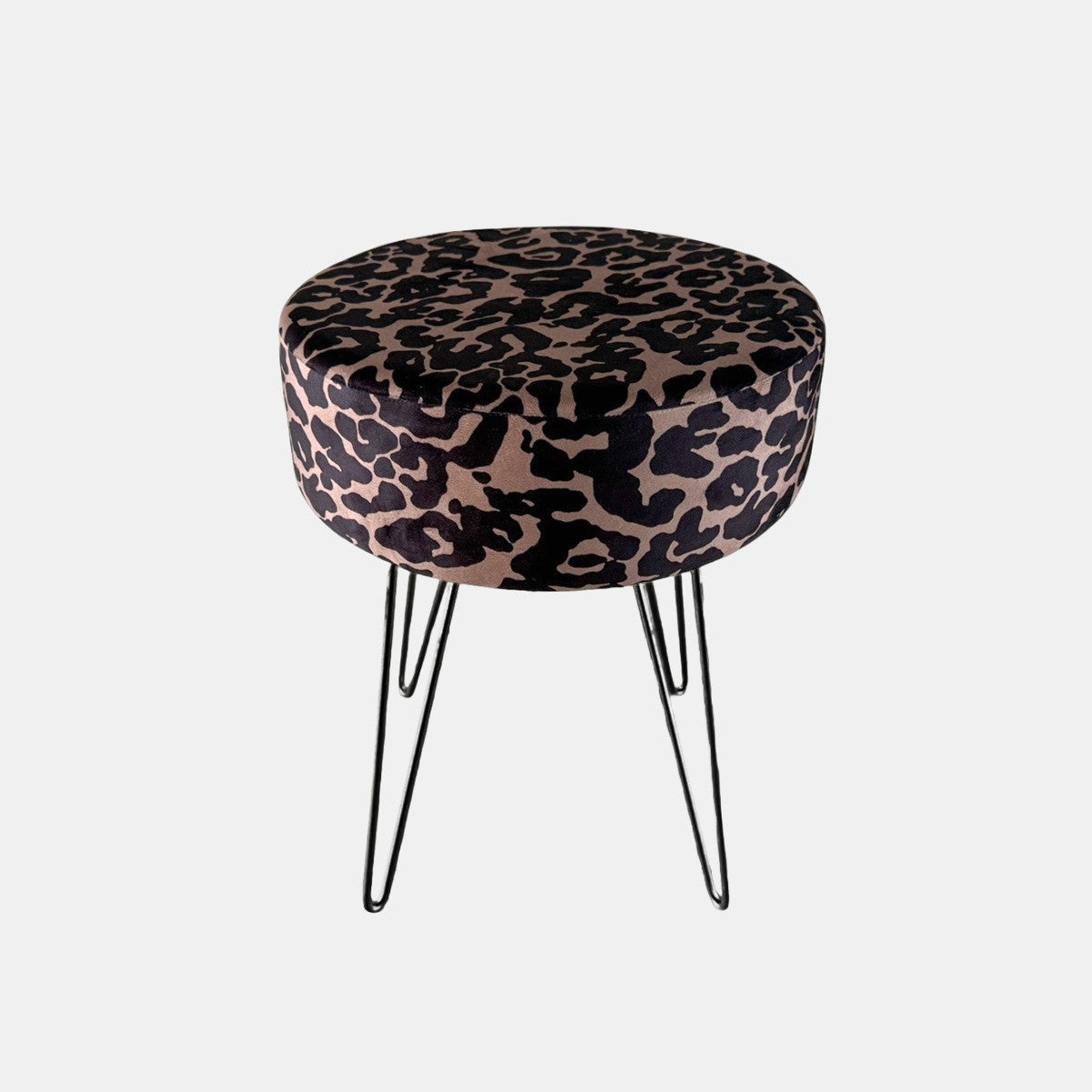 Leopard Matte Velvet Hairpin Stool - Natural