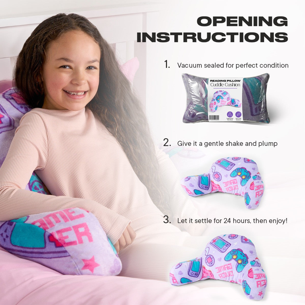 Kids Gaming Fleece Cuddle Cushion - Lilac - Truly Yours