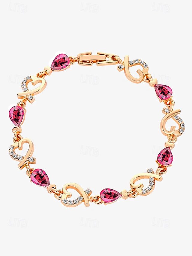 Heart Crystal Charm Bracelet - Truly Yours