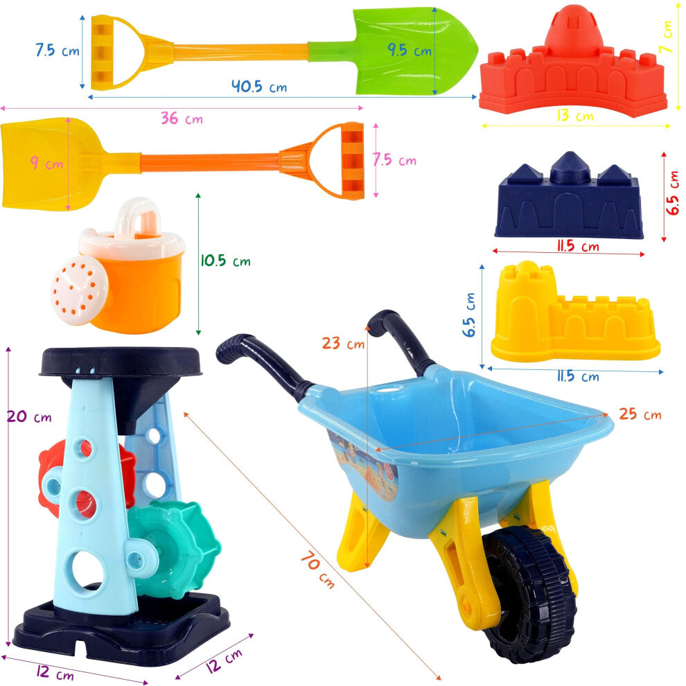 Kids Sand & Water Wheelbarrow Play Set with Tools & Mill Outdoor toys