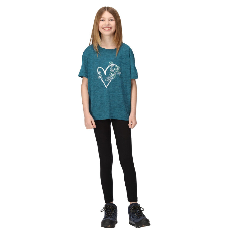 (5-6 Years, Gulfstream) Regatta Childrens/Kids Findley Keep Going Heart Marl T-Shirt - Truly Yours