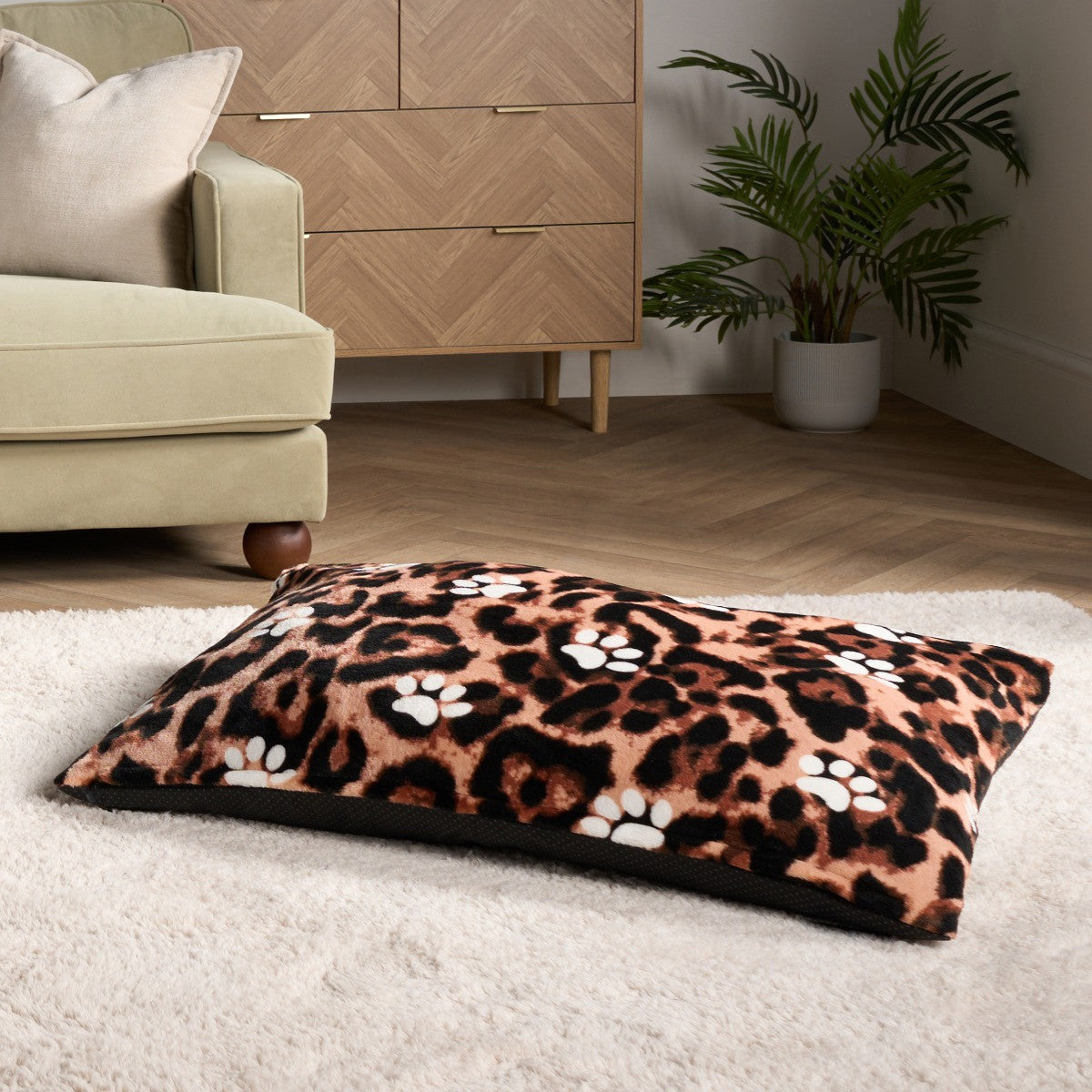 Leopard Paw Print Pet Bed - Natural Pet bed