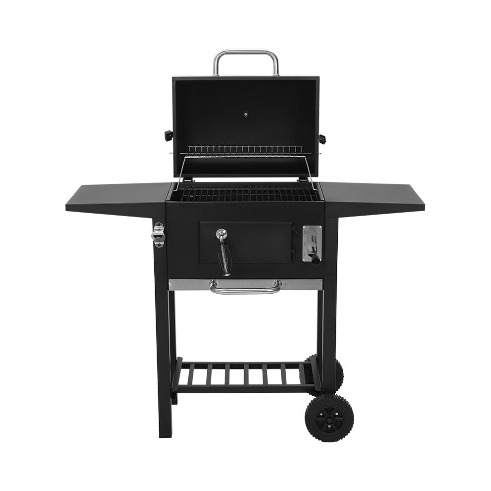 Garden Outdoor Charcoal BBQ Grill with Lid Cover Wheels and Side Tables - Truly Yours