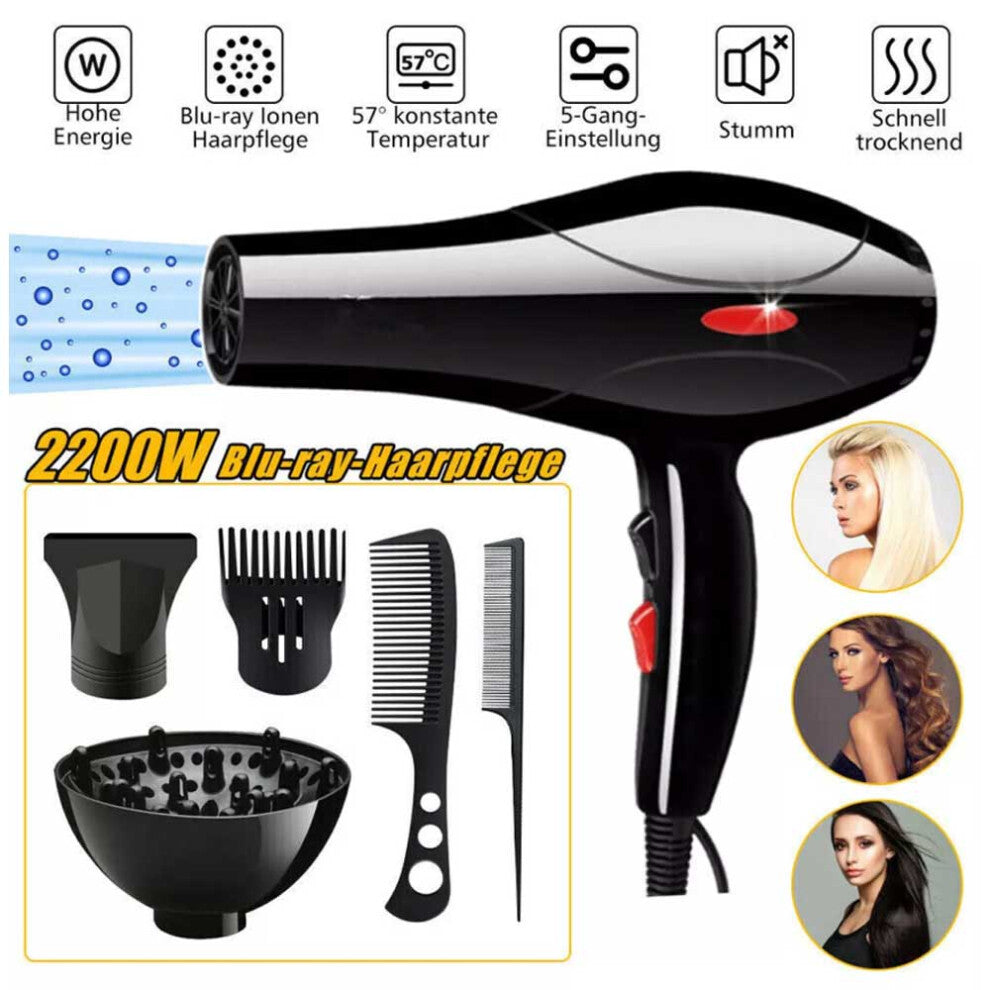 2200W Professional Ionic Hair Dryer Set – Fast Drying Salon Styling Tool with Diffuser & Nozzles - Truly Yours