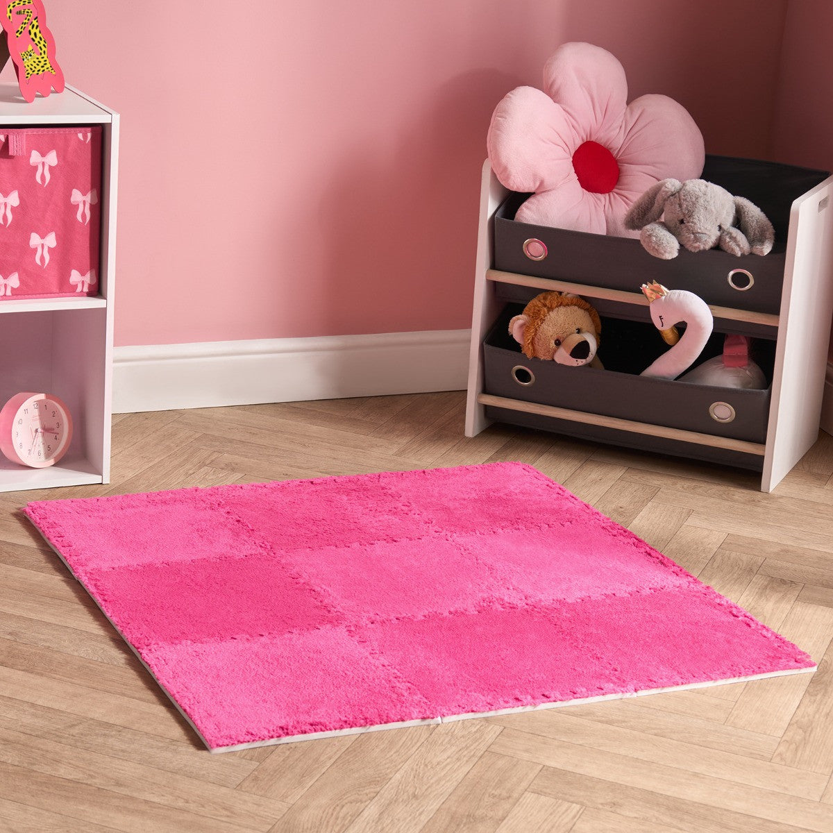 9 Piece Interlocking Teddy Tiles - Hot Pink - Truly Yours