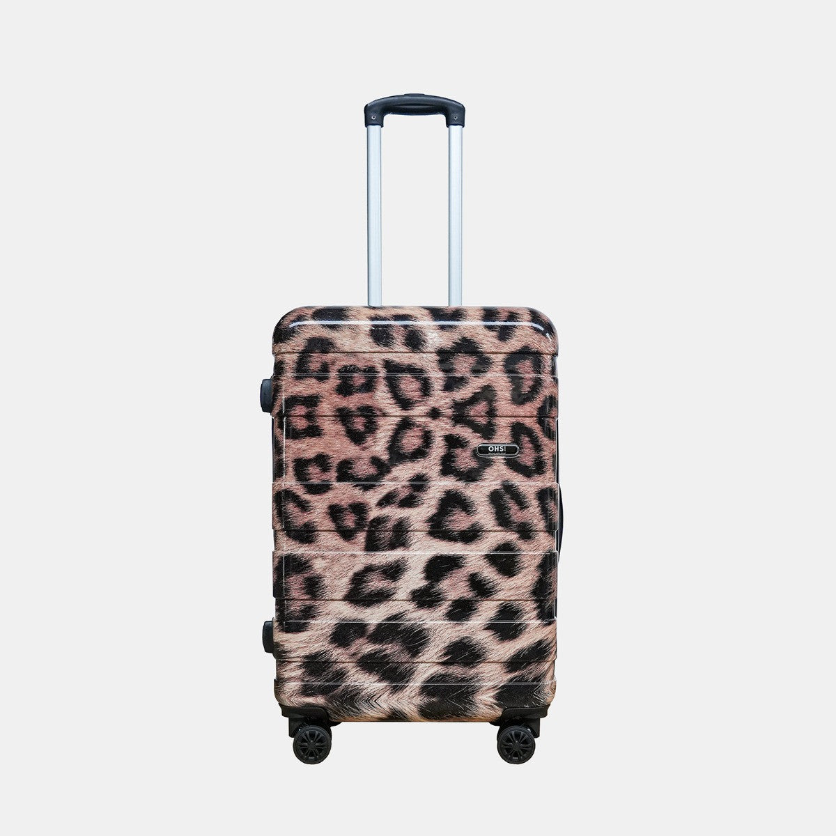 4 Wheel Leopard Print Hard Shell Suitcase, Natural - 3 Pack - Truly Yours