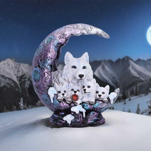 Winter Moon Wolf Ornament with LED 20cm - Truly Yours