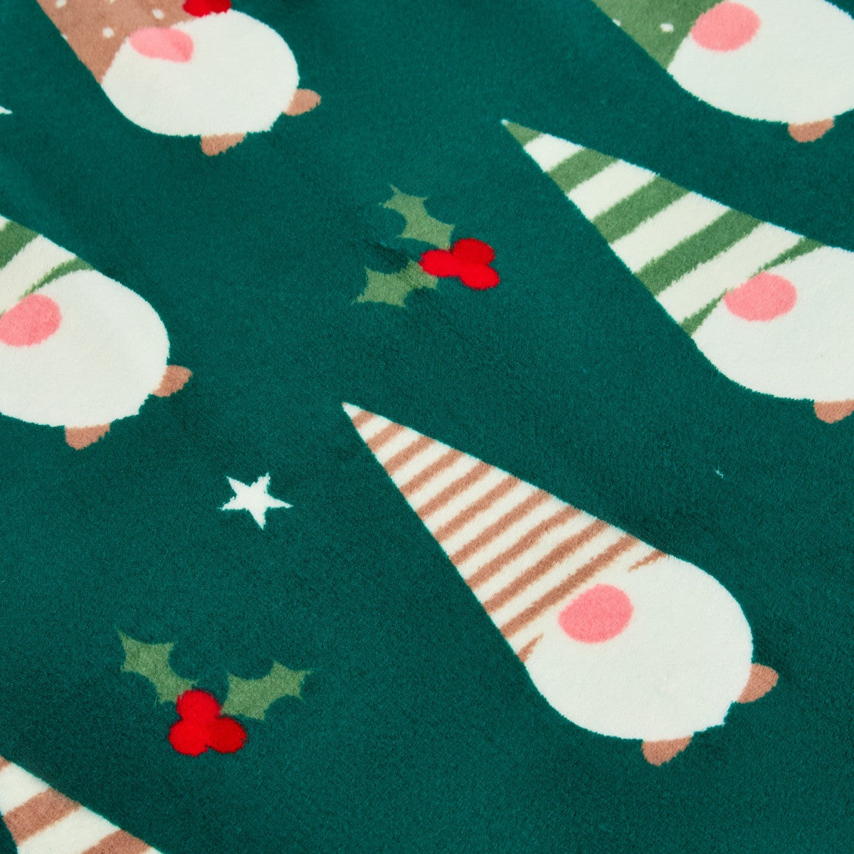 Gonk Print Christmas Throw - Green