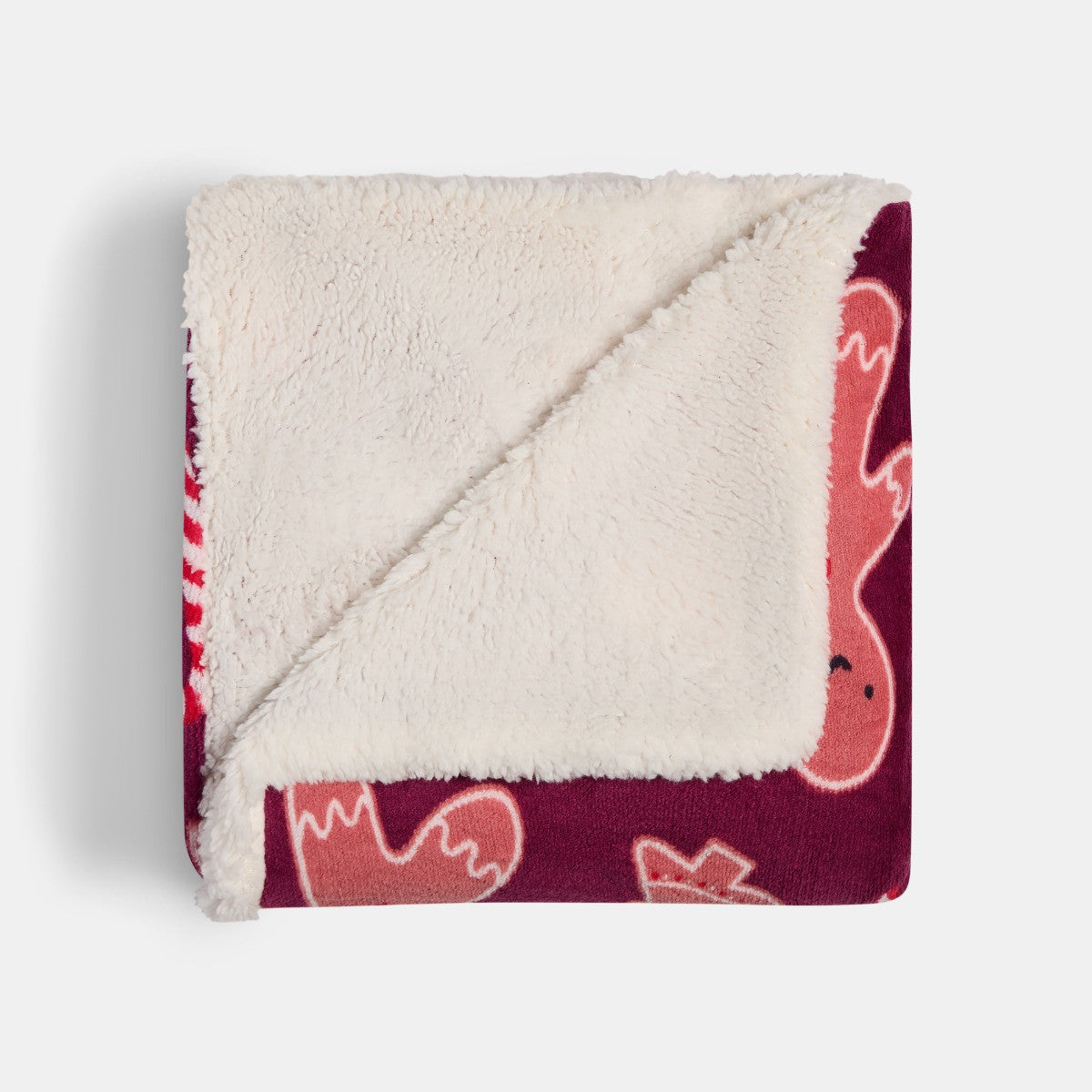 Gingerbread Man Print Sherpa Fleece Throw - Burgundy
