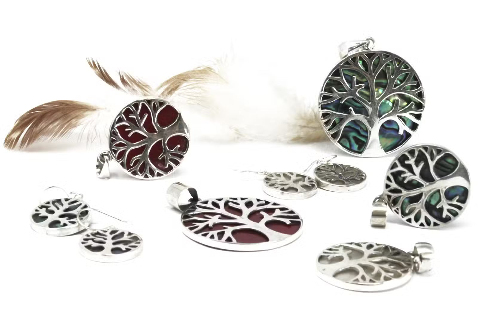 Tree of Life Silver Earrings 15mm - Abalone - Truly Yours