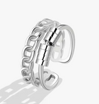925 Sterling Silver Anxiety Rings- Fidget Spinner Bead Rings for Stress Relief, Adjustable Open Design - various designs