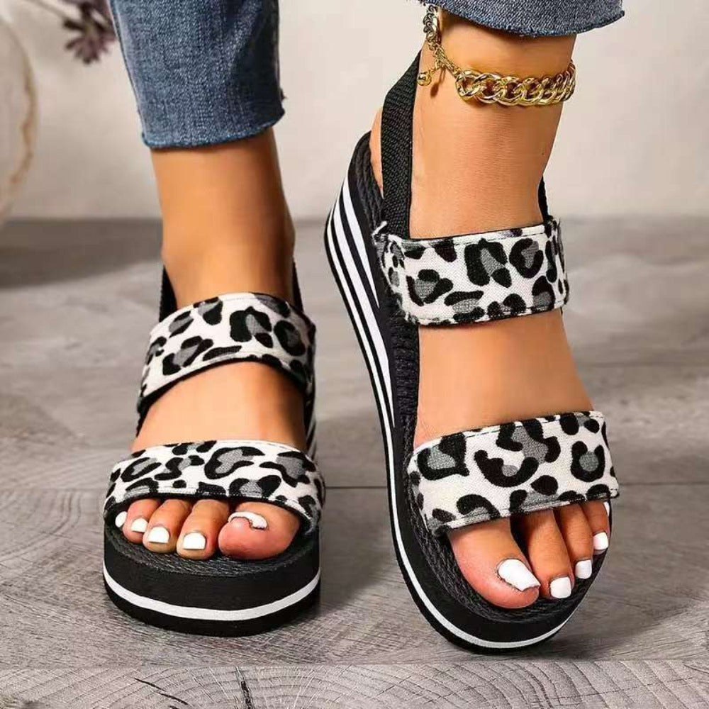 Everyday Comfort Leopard Print Wedge Sandals