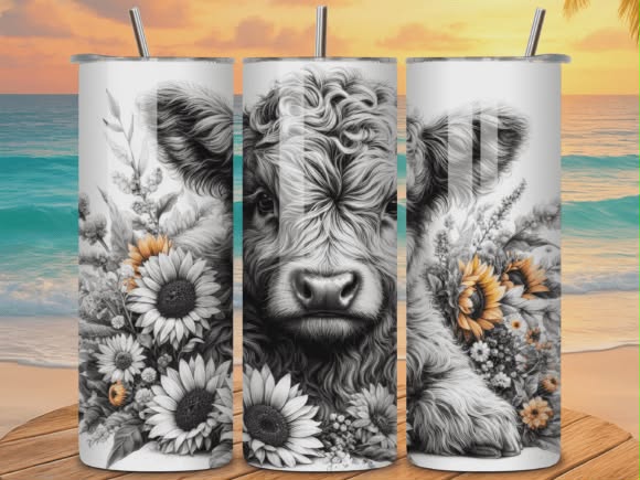 20oz Highland Cow Tumbler – Travel Mug with Straw - Truly Yours