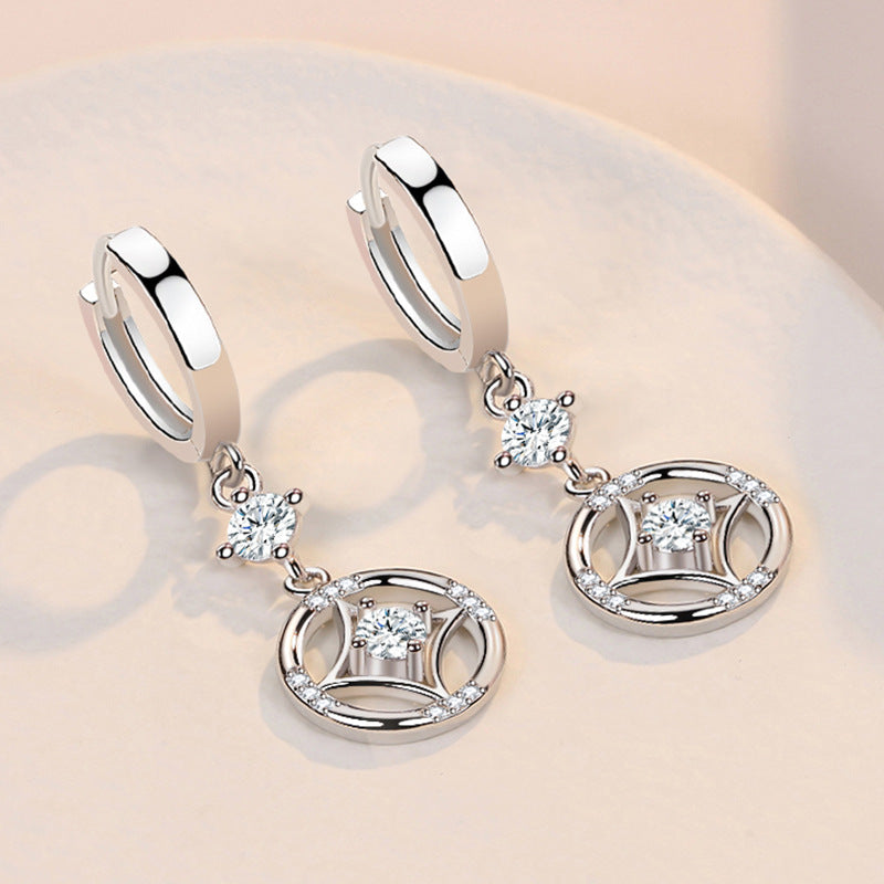 925 Sterling Silver Crystal Circle Drop Earrings - Truly Yours