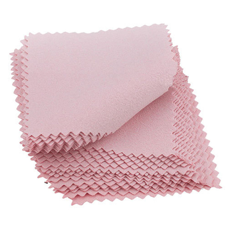50 PCS Pink Jewellery Polishing Cloths - Anti-Tarnish Cleaner for Silver & Precious Metals
