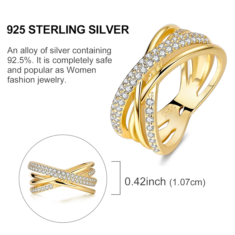 925 Sterling Silver Gold-Tone Rings - Various Designs