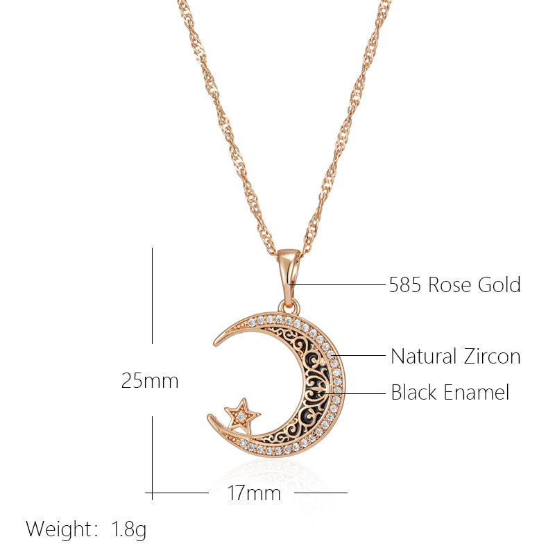 Sparkling Moon & Star Necklace – Rose Gold Finish - Truly Yours
