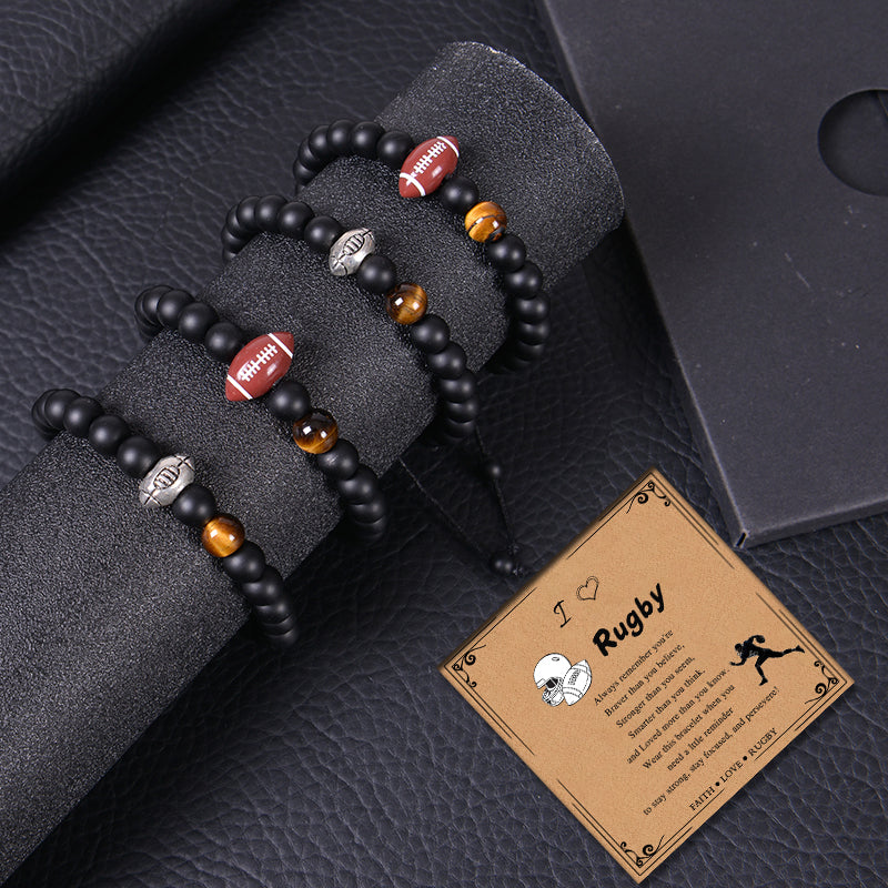 Adjustable Natural Stone Sports Bracelet with Inspirational Message Card