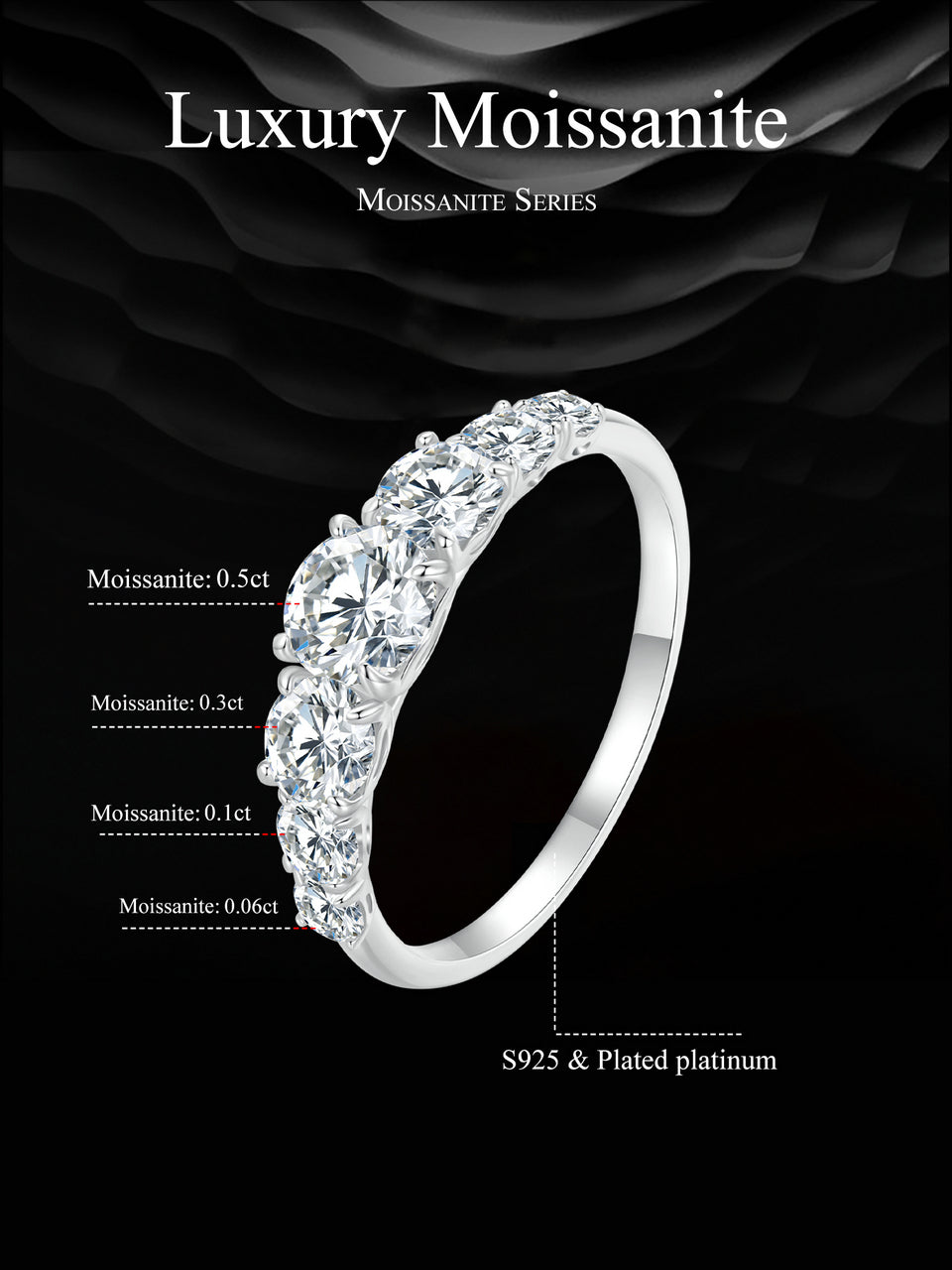 Bamoer Heart Setting Moissanite Ring
