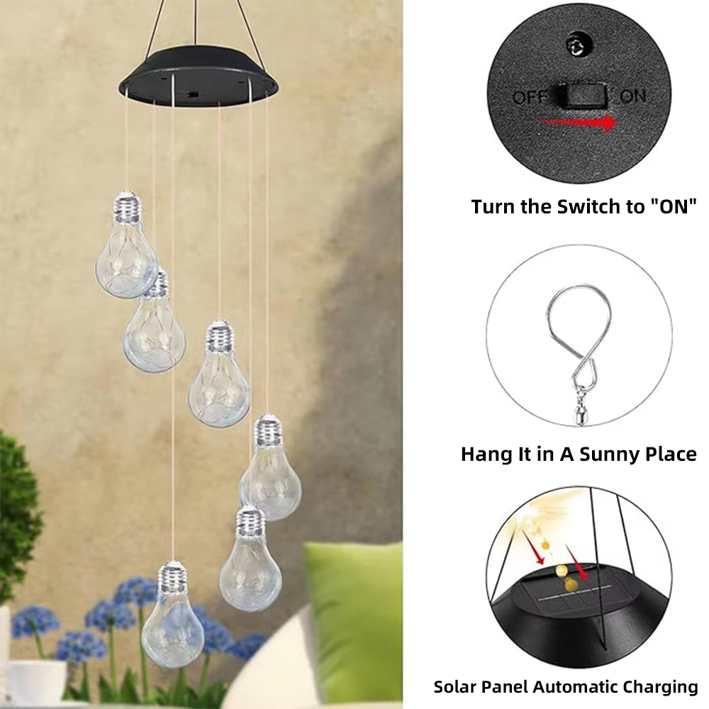 Solar Powered LED Bulb Wind Chime Light - Truly Yours