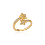 Zircon Double Star Ring - Resizable