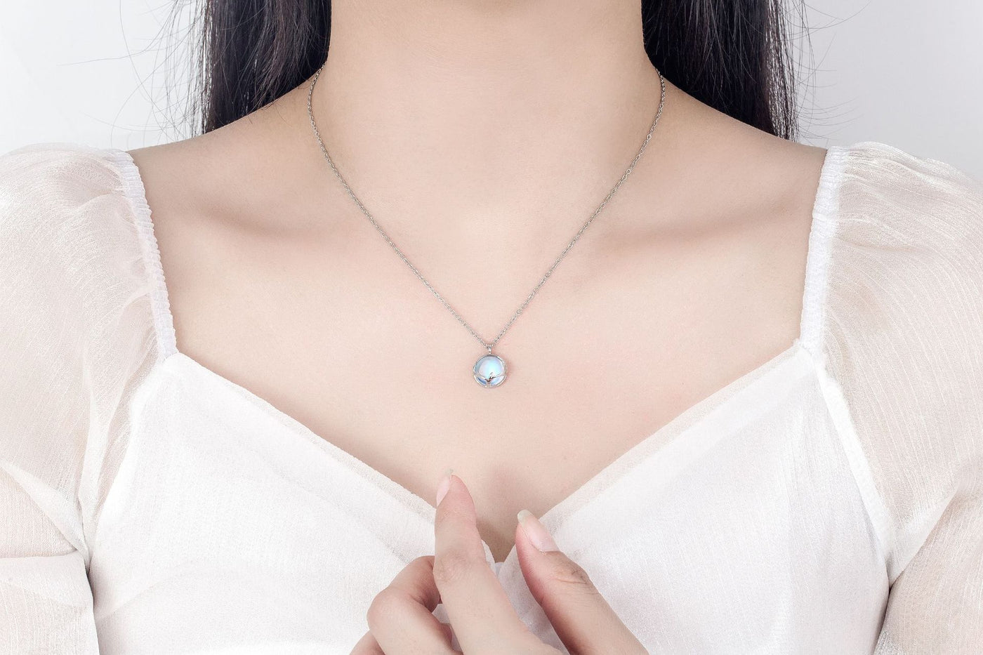 925 Sterling Silver Opalite Orb Jewellery Set – Necklace, Bracelet & Earrings - Truly Yours