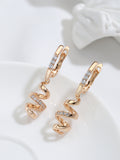 585 Rose Gold Spiral Drop Earrings with Natural Zircon Accents - Truly Yours