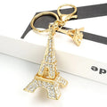Crystal Eiffel Tower Keychain - Gold Plated Rhinestone Charm - Truly Yours