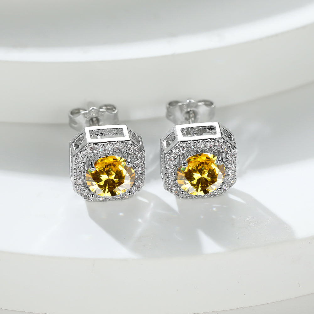 Geometric Zirconia Stud Earrings - Various Colours - Truly Yours