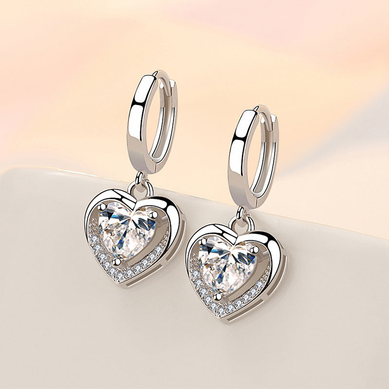 925 Sterling Silver Heart Huggie Earrings - 3 Colours