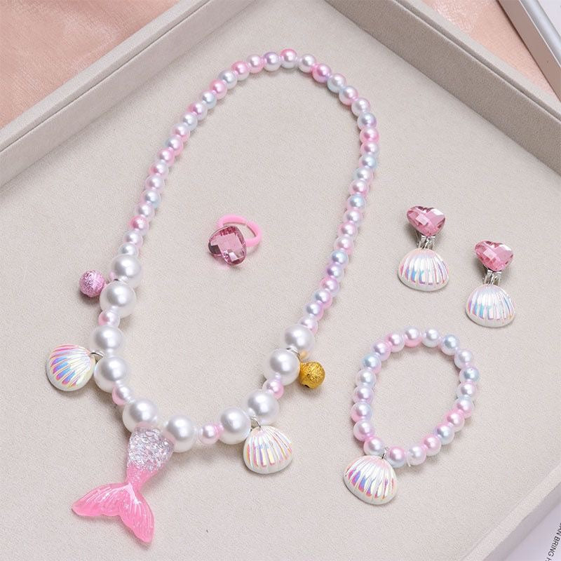 5 Piece Mermaid Princess Pearl Jewellery Set