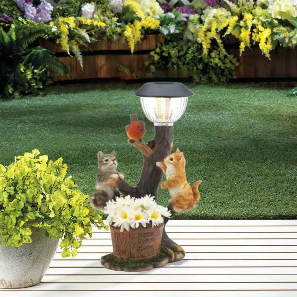 Solar Powered Garden Animal Statues - Decorative LED Lanterns with Kittens, Puppy, and Rabbit - Truly Yours