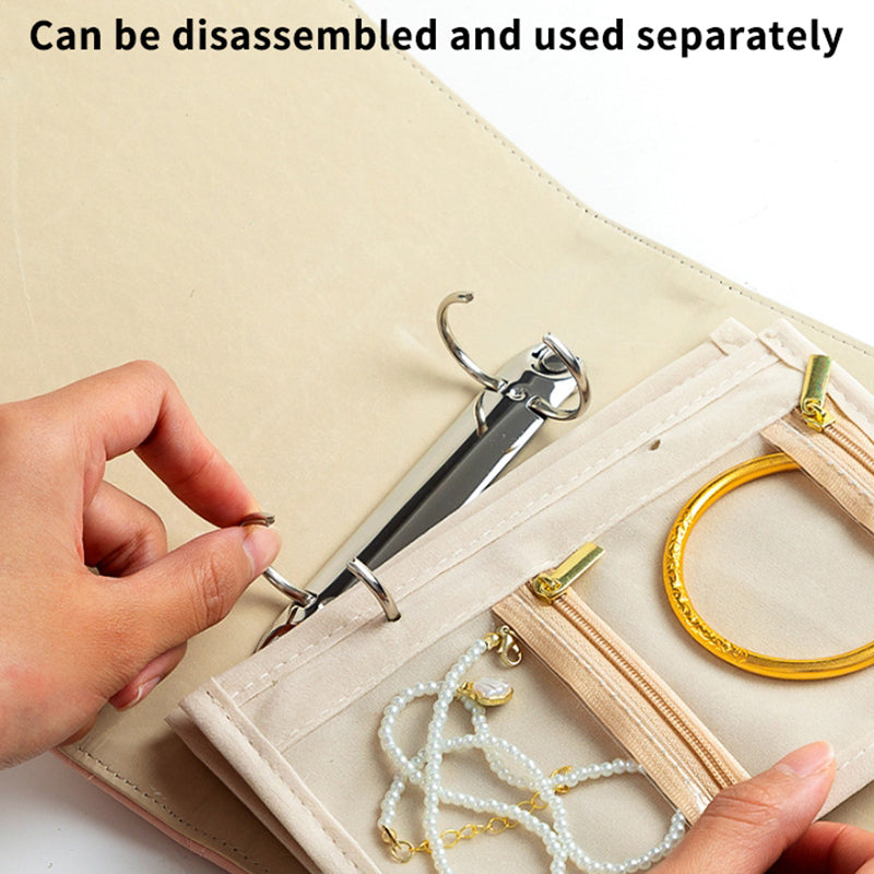 PU Leather Quilted Jewellery Book - Portable Organizer for Necklaces, Earrings & Rings (21.4cm x 14.5cm)